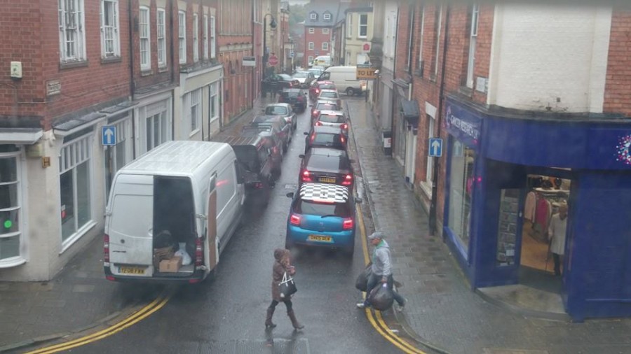 Traffic congestion in town.