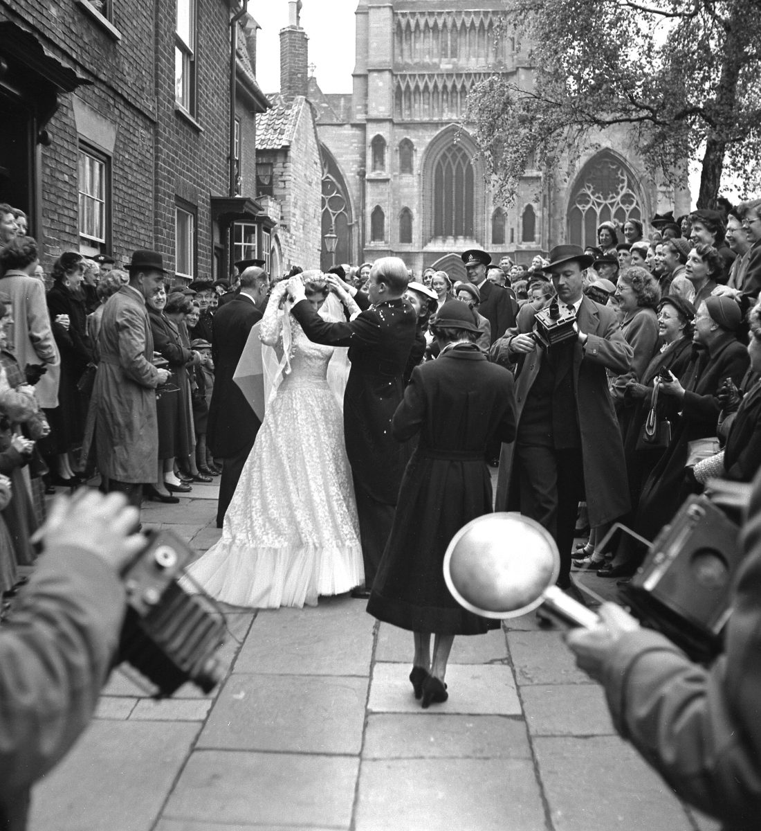 Crowds turn out for celebrity wedding