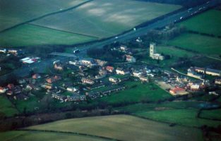 Village near Grantham from above